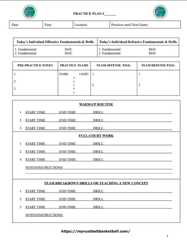 RBCN Youth Basketball Practice Plan Template & Nuggets